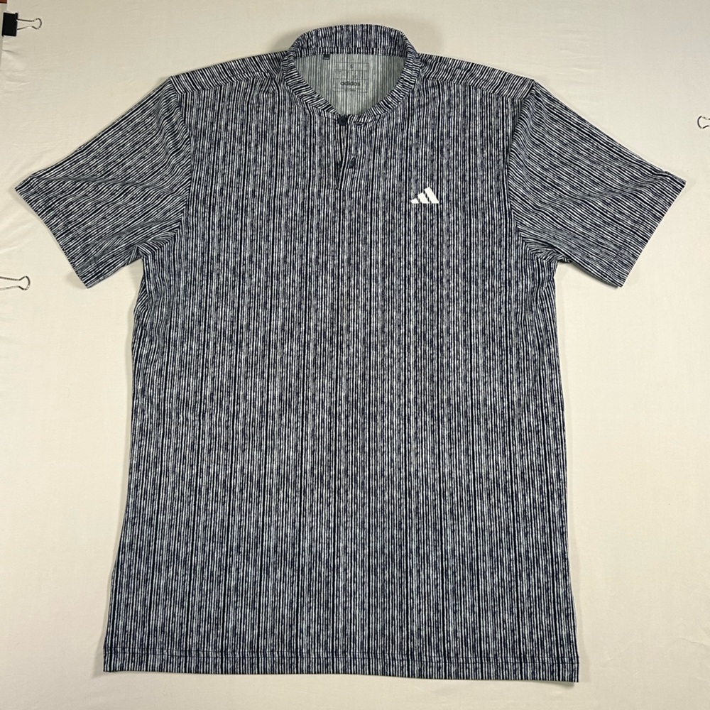 Lot Of 2 Adidas Men's Ultimate 365 Mock Collar Striped Golf Shirt Size Small